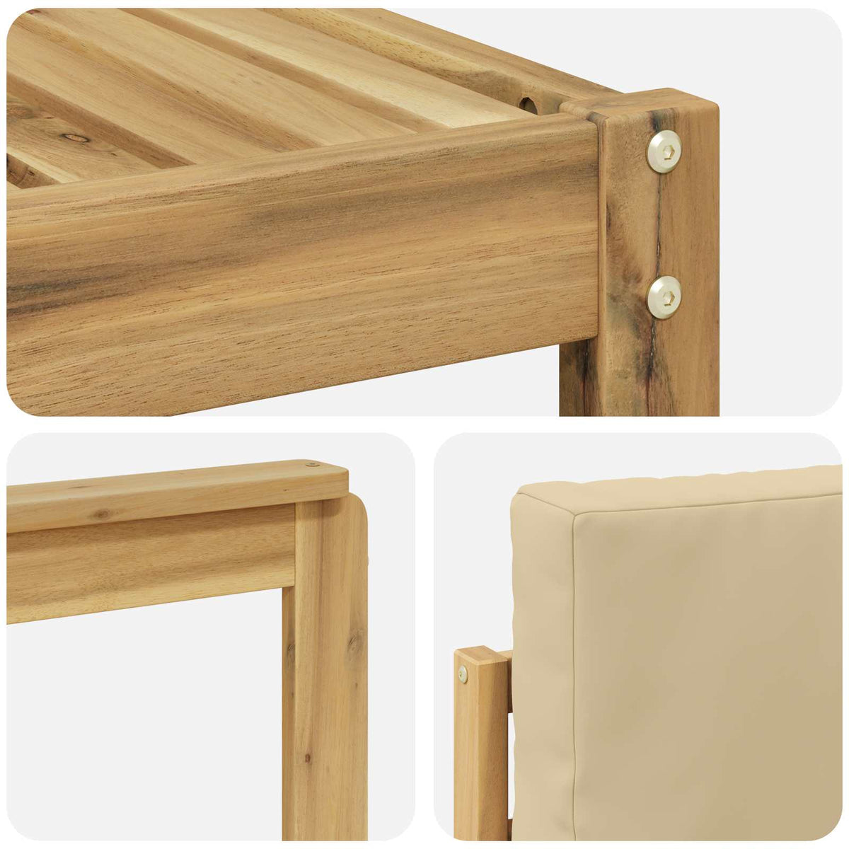 Set di divani da esterno 6 pz Bianco e Beige Poliestere | homemem39
