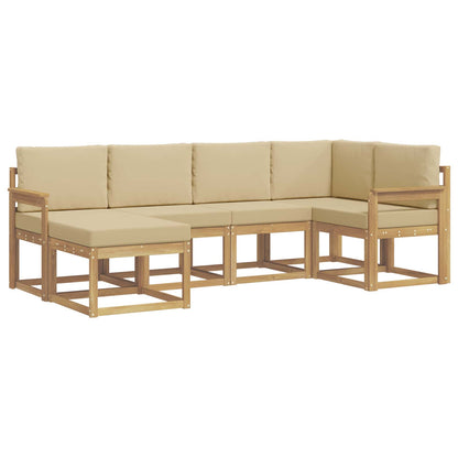 Set di divani da esterno 6 pz Bianco e Beige Poliestere | homemem39