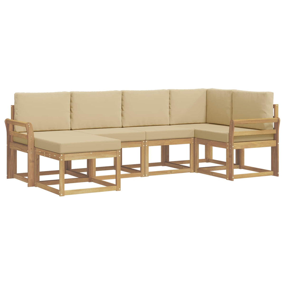 Set di divani da esterno 6 pz Bianco e Beige Poliestere | homemem39