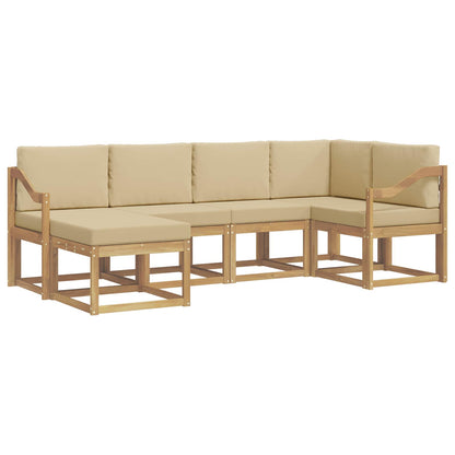 Set di divani da esterno 6 pz Bianco e Beige Poliestere | homemem39