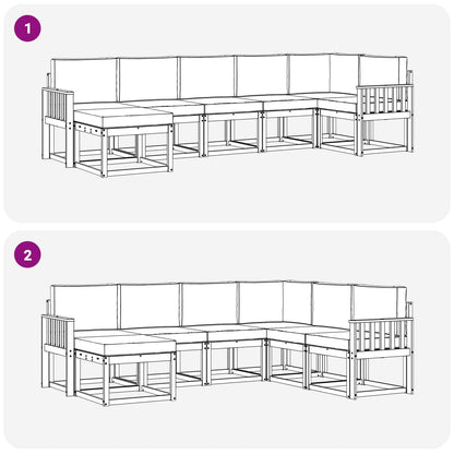 Set di divani da esterno 7 pz Bianco e Beige Poliestere | homemem39