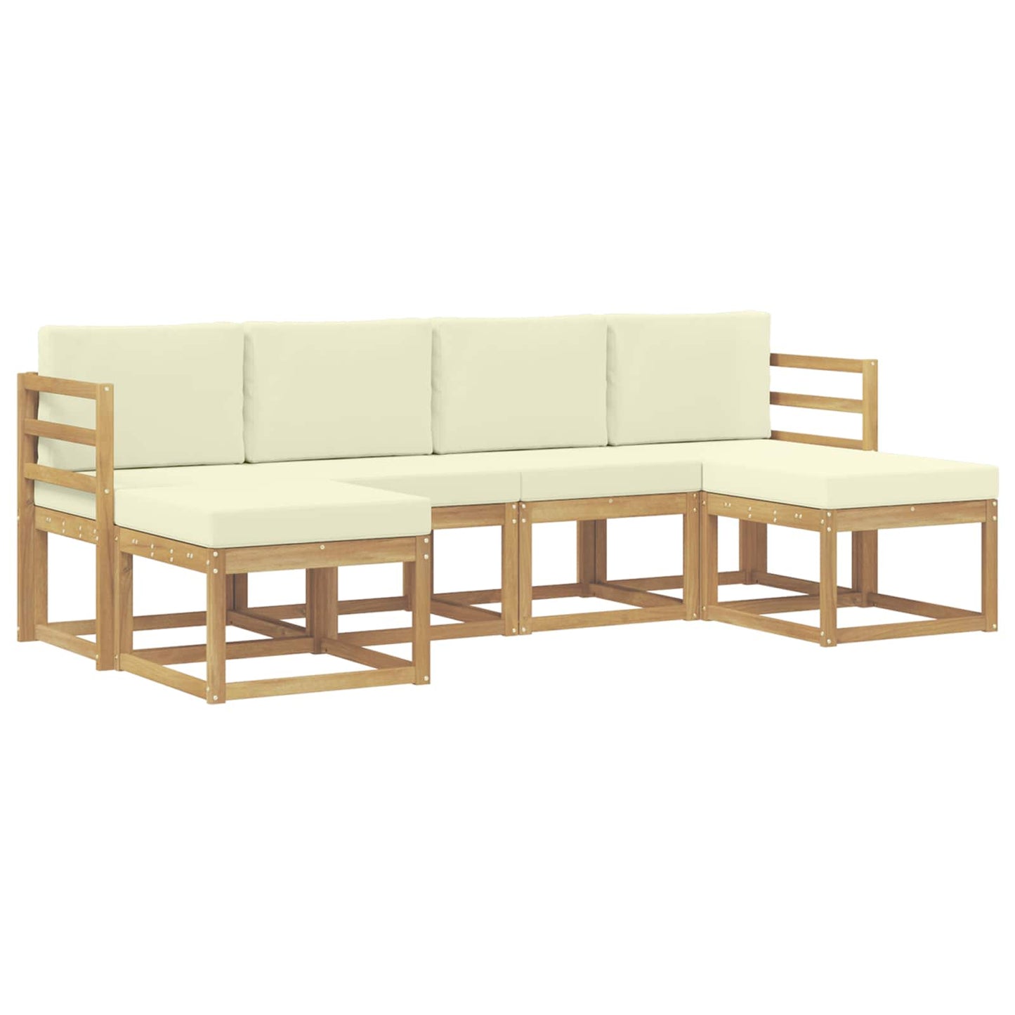 Set di divani da esterno 6 pz Naturale e Crema Poliestere