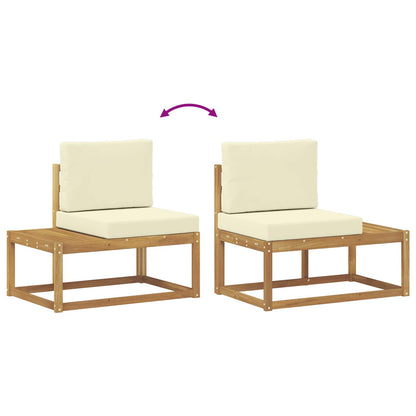 Set di divani da esterno 4 Pezzo Bianco e Crema Poliestere