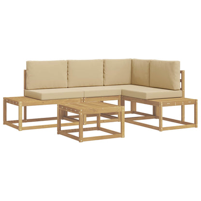 Set di divani da esterno 4 Pezzo Bianco e Beige Poliestere
