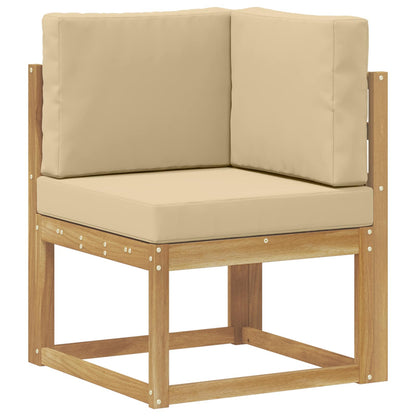 Set di divani da esterno 4 Pezzo Bianco e Beige Poliestere