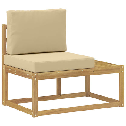 Set di divani da esterno 4 Pezzo Bianco e Beige Poliestere