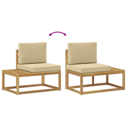 Set di divani da esterno 4 Pezzo Bianco e Beige Poliestere