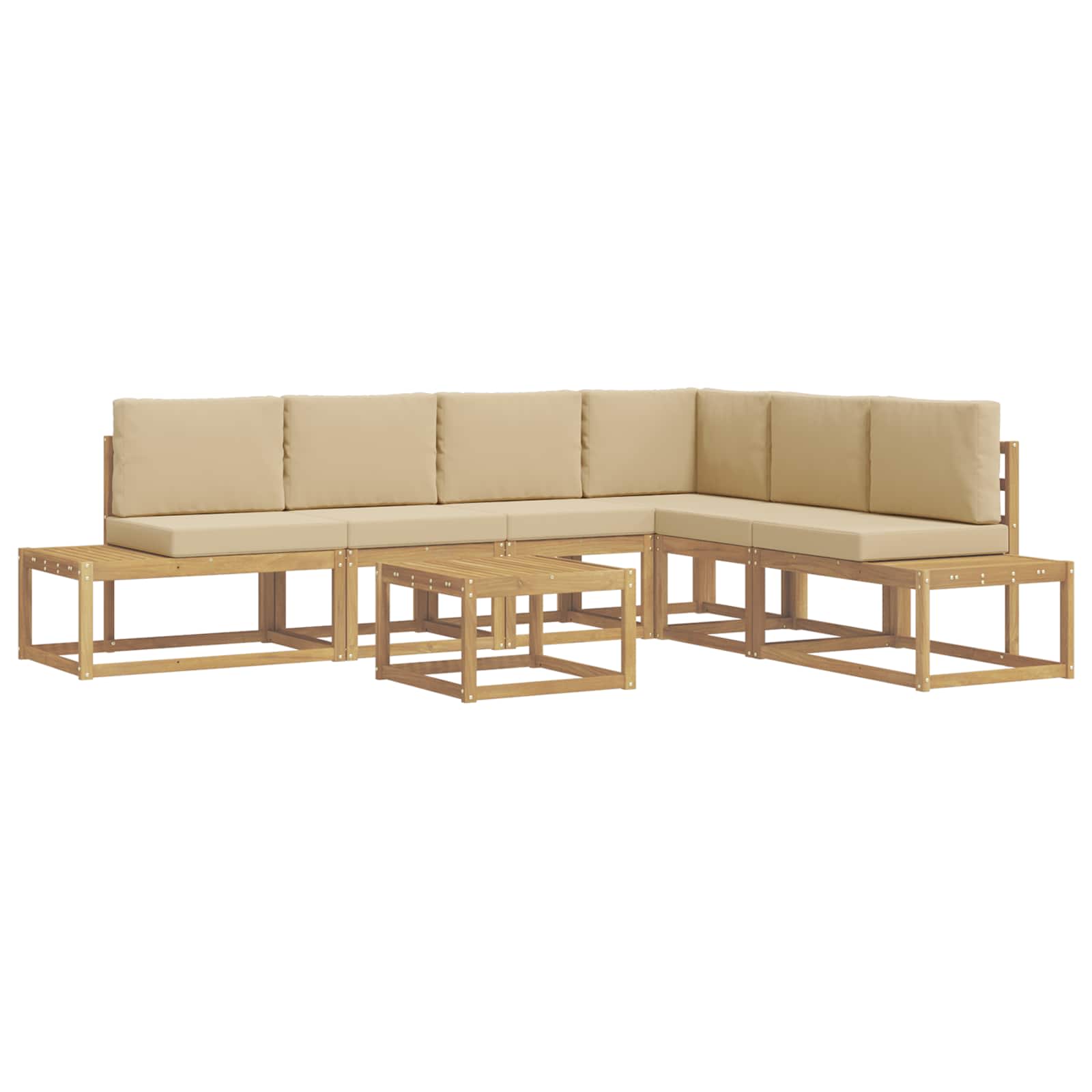 Set di divani da esterno 5 Pezzo Bianco e Beige Poliestere | homemem39