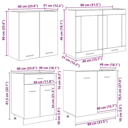 Set mobili da cucina Lyon 4 pcs Rovere fumé 140 x 46 x 81.5 cm