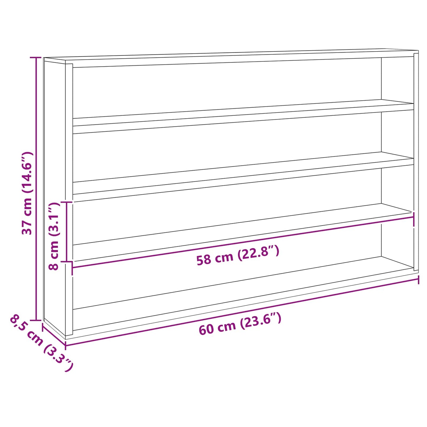Vetrina a muro A parete Beige 60 x 8,5 x 37 cm | homemem39