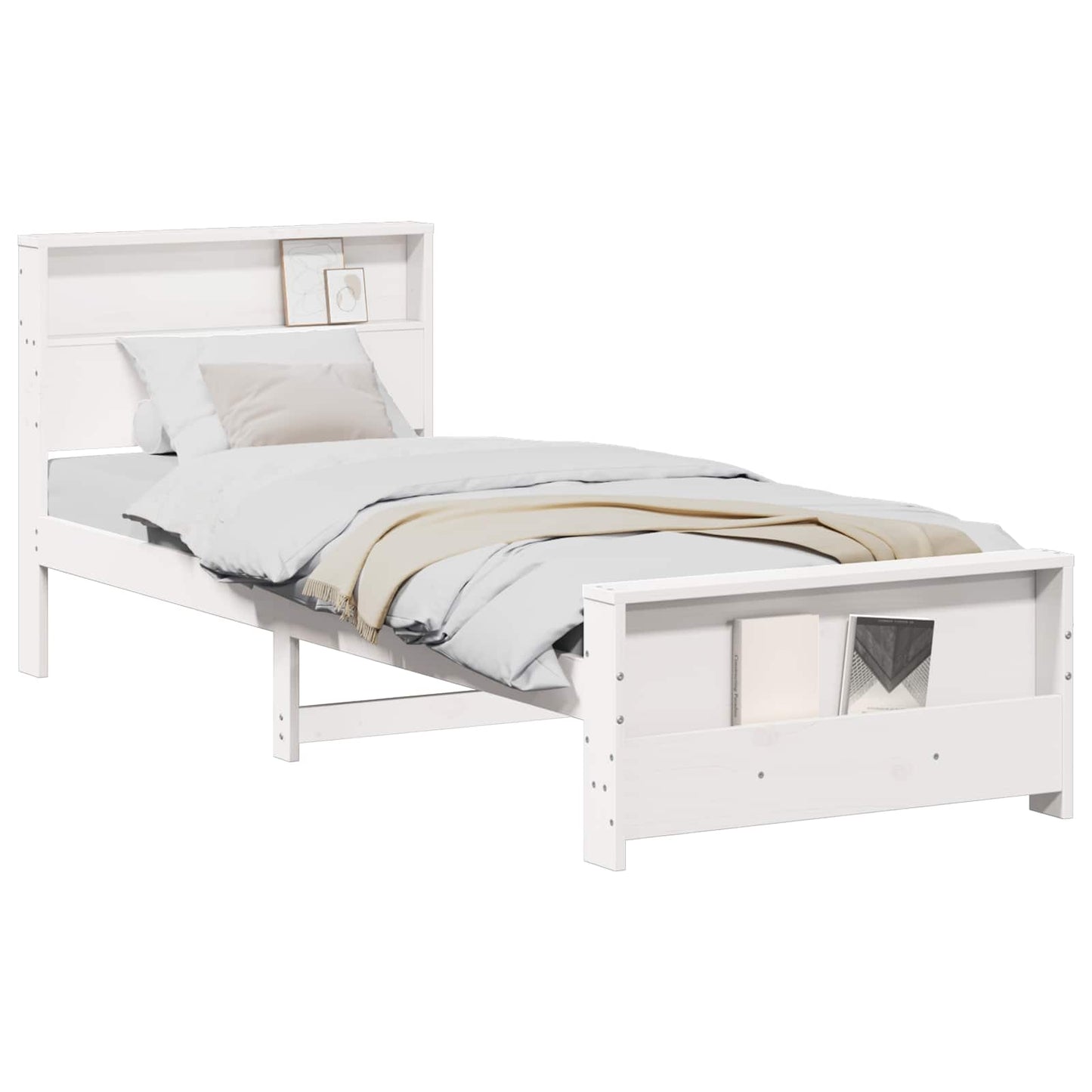 Struttura del letto Bianco 100 x 200 cm Legno multistrato | homemem39