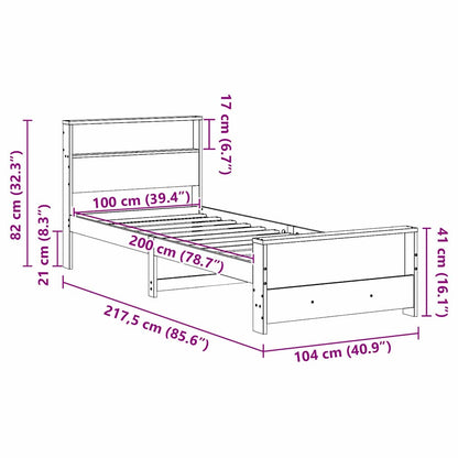 Struttura del letto Bianco 100 x 200 cm Legno multistrato | homemem39