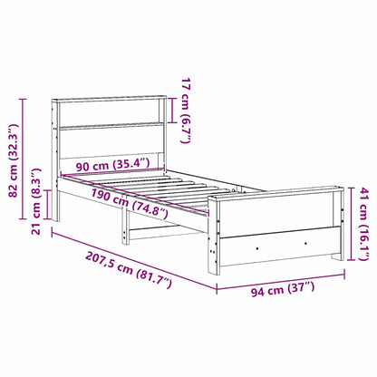 Struttura del letto Marrone 90 x 190 cm Legno multistrato | homemem39