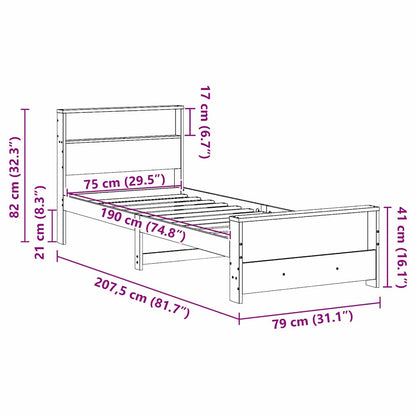 Struttura del letto Marrone 75 x 190 cm Legno multistrato | homemem39