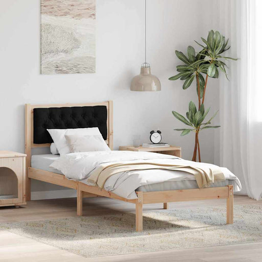 Struttura del letto con testiera Nero 75 x 190 cm Pino massello | homemem39