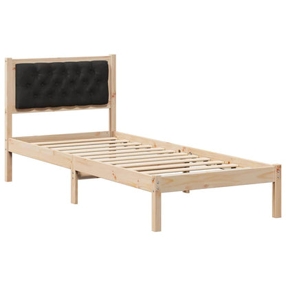 Struttura del letto con testiera Nero 75 x 190 cm Pino massello | homemem39