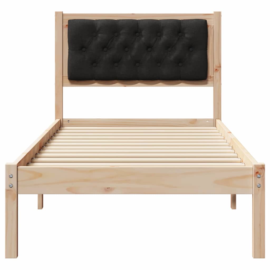 Struttura del letto con testiera Nero 75 x 190 cm Pino massello | homemem39