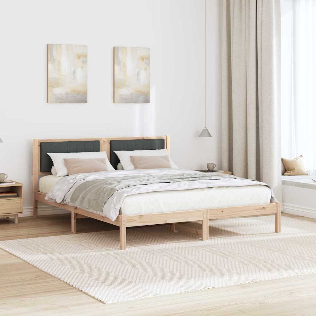 Letto con Testiera Rivestita Grigio scuro 150 x 200 cm