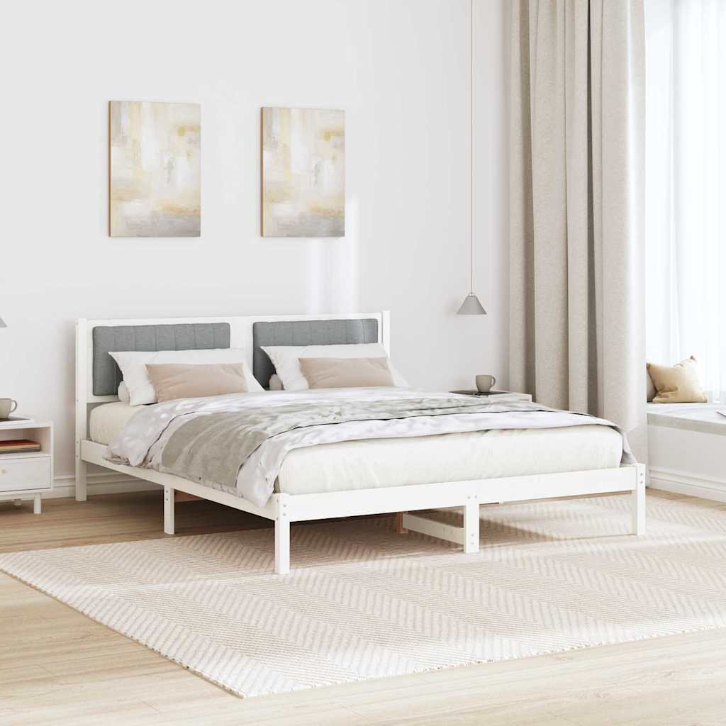 Letto con Testiera Rivestita Grigio chiaro 150 x 200 cm