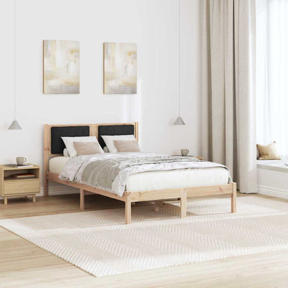 Letto con Testiera Rivestita Nero 120 x 200 cm Pino massello