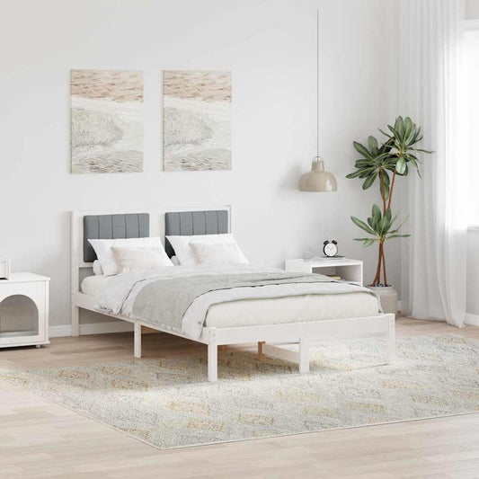 Letto con Testiera Rivestita Grigio chiaro 120 x 200 cm