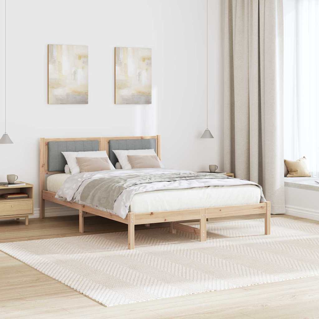 Letto con Testiera Rivestita Grigio chiaro 135 x 190 cm