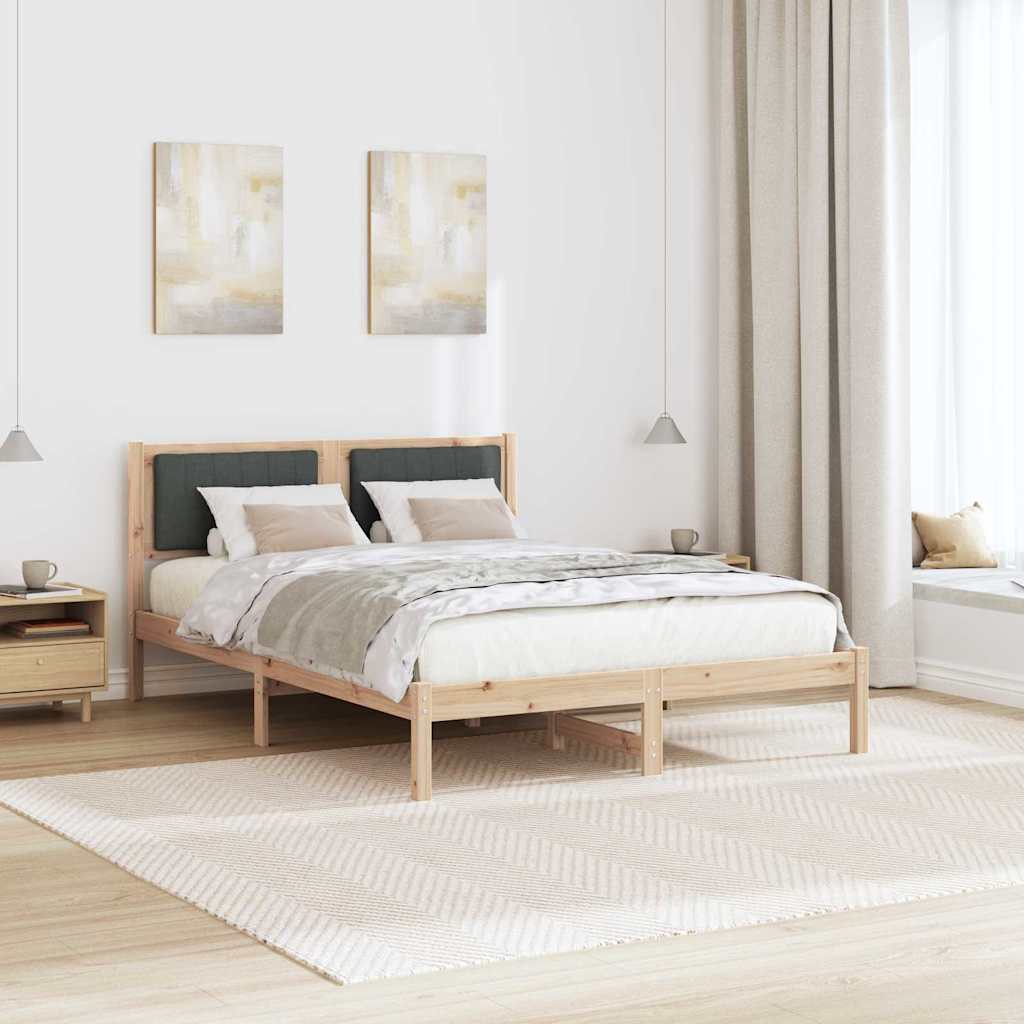 Letto con Testiera Rivestita Grigio scuro 135 x 190 cm