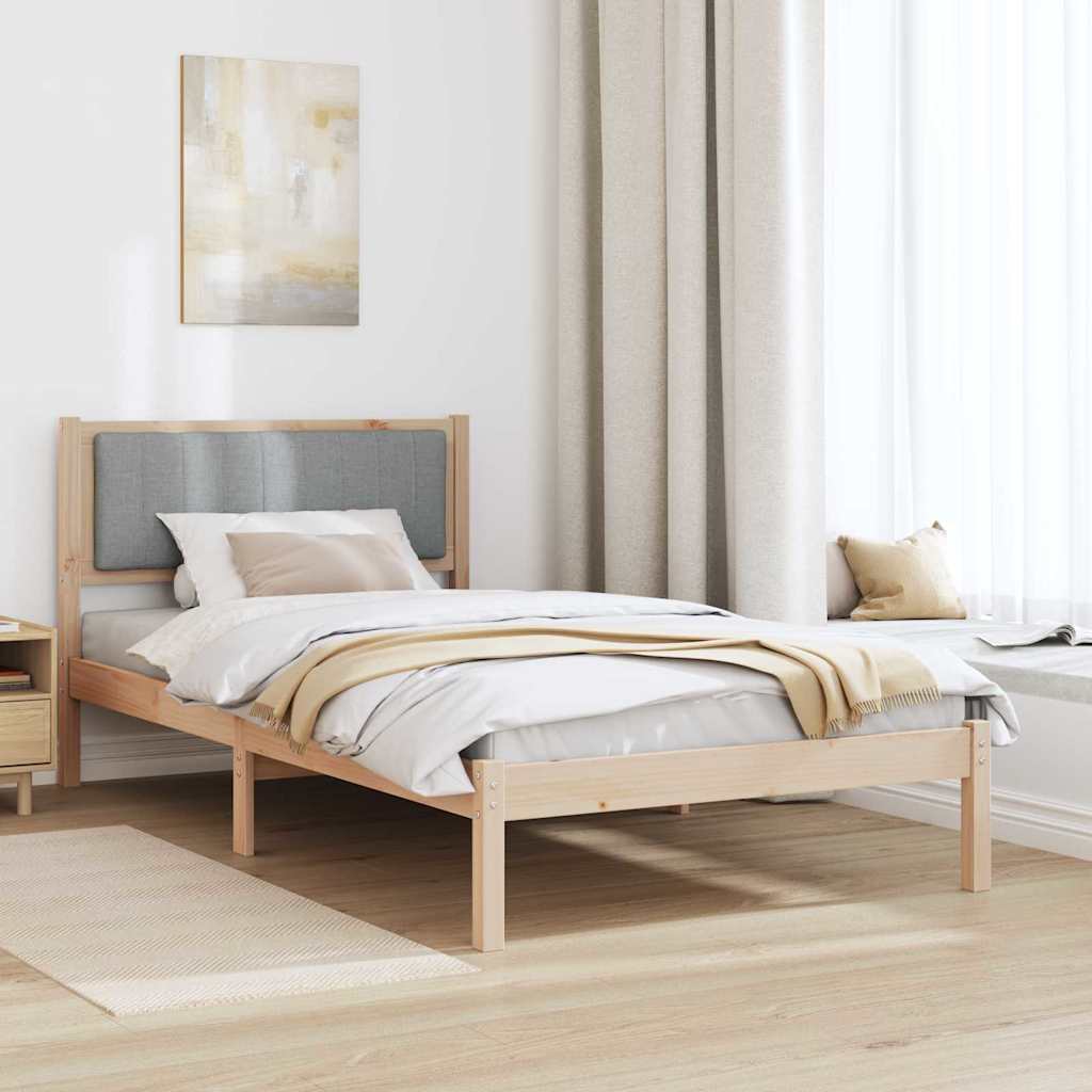 Letto con Testiera Rivestita Grigio chiaro 100 x 200 cm