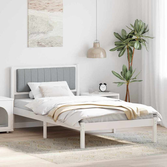 Letto con Testiera Rivestita Grigio chiaro 100 x 200 cm