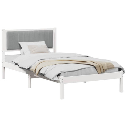 Letto con Testiera Rivestita Grigio chiaro 100 x 200 cm