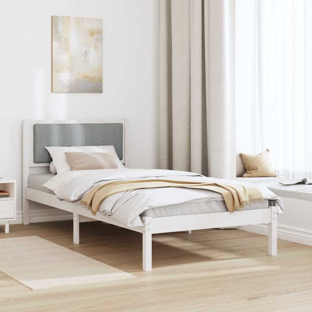 Letto con Testiera Rivestita Grigio chiaro 90 x 200 cm