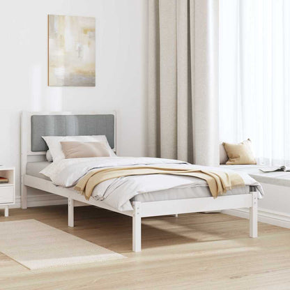 Letto con Testiera Rivestita Grigio chiaro 90 x 200 cm