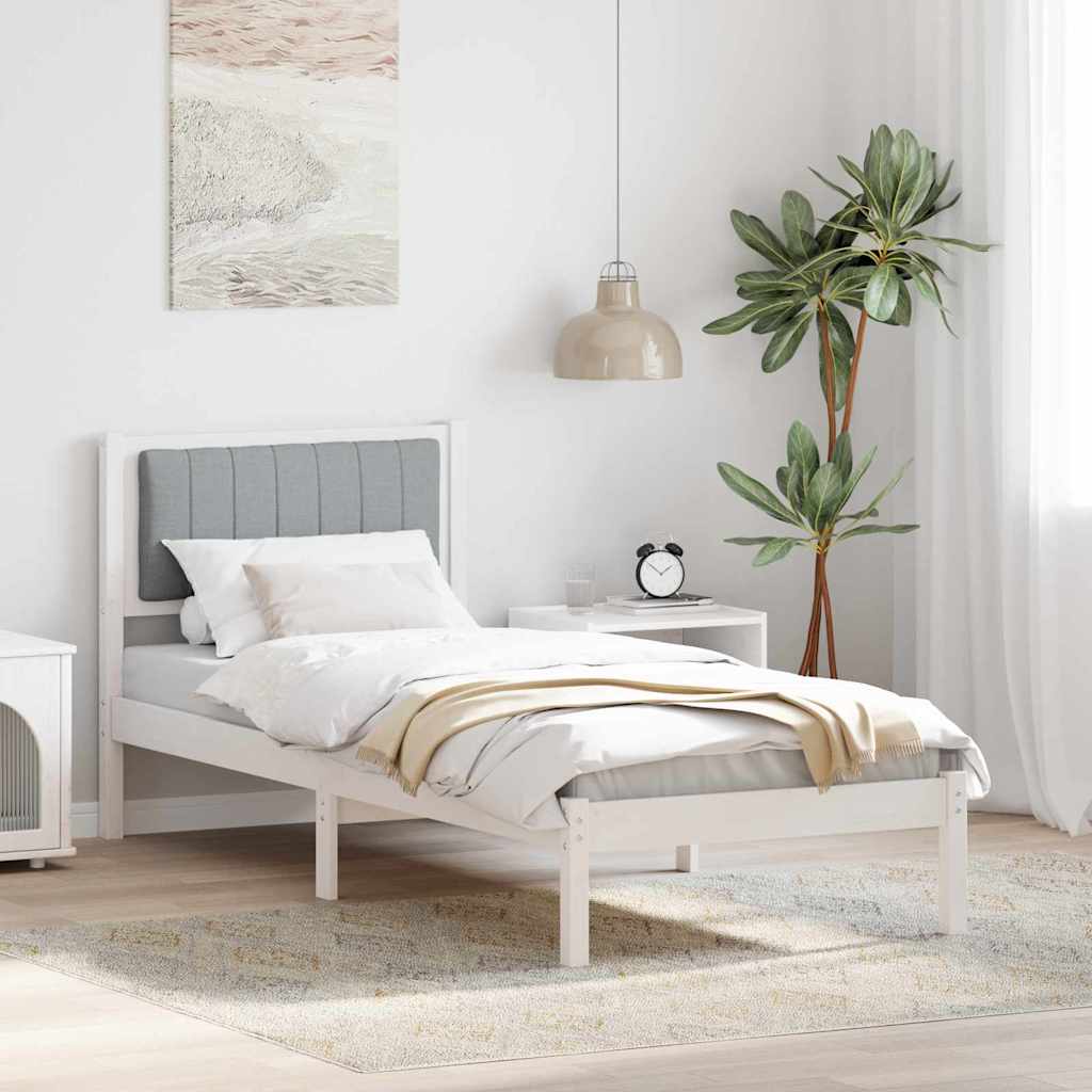 Letto con Testiera Rivestita Grigio chiaro 80 x 200 cm | homemem39