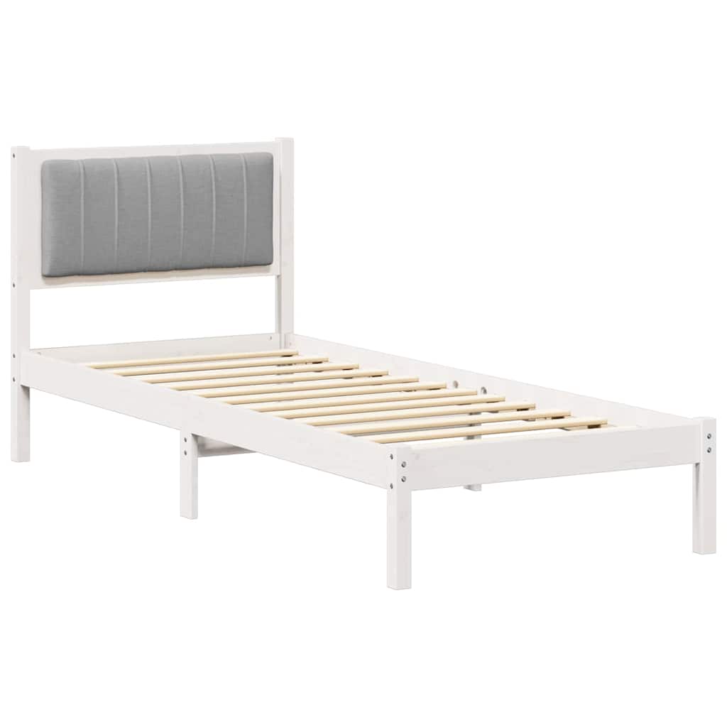 Letto con Testiera Rivestita Grigio chiaro 80 x 200 cm | homemem39