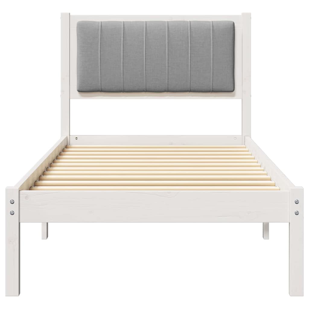 Letto con Testiera Rivestita Grigio chiaro 80 x 200 cm | homemem39