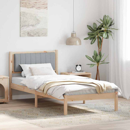 Letto con Testiera Rivestita Grigio chiaro 90 x 190 cm | homemem39