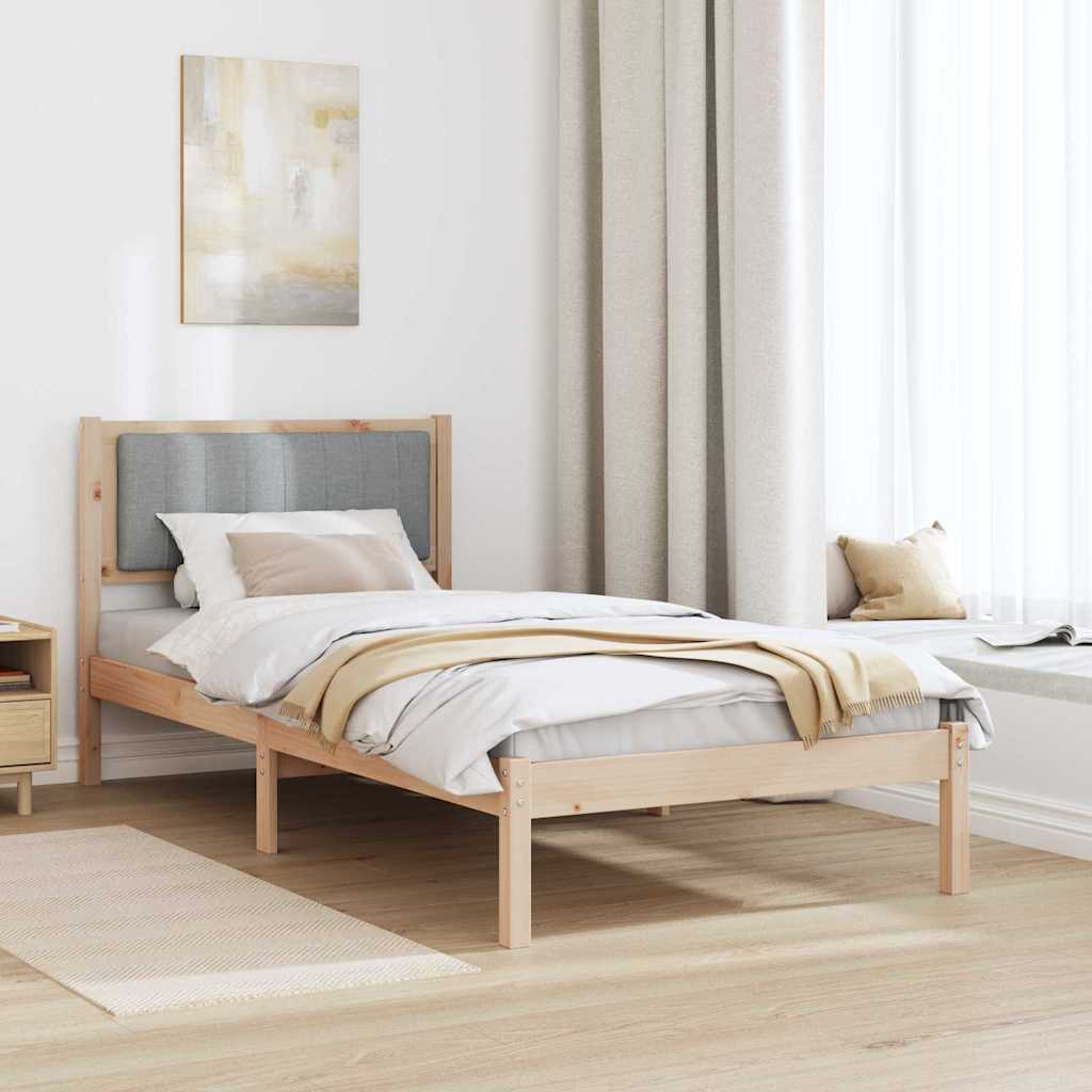 Letto con Testiera Rivestita Grigio chiaro 90 x 190 cm | homemem39