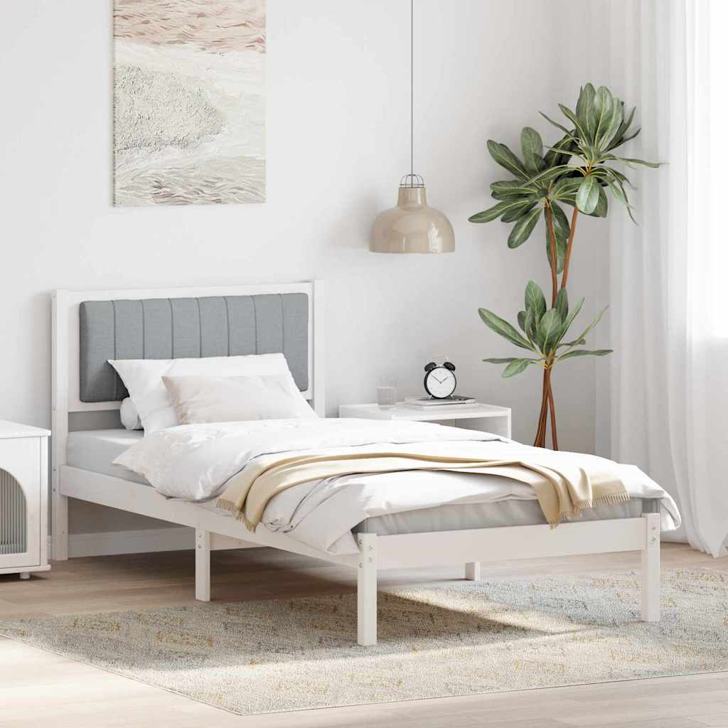Letto con Testiera Rivestita Grigio chiaro 90 x 190 cm