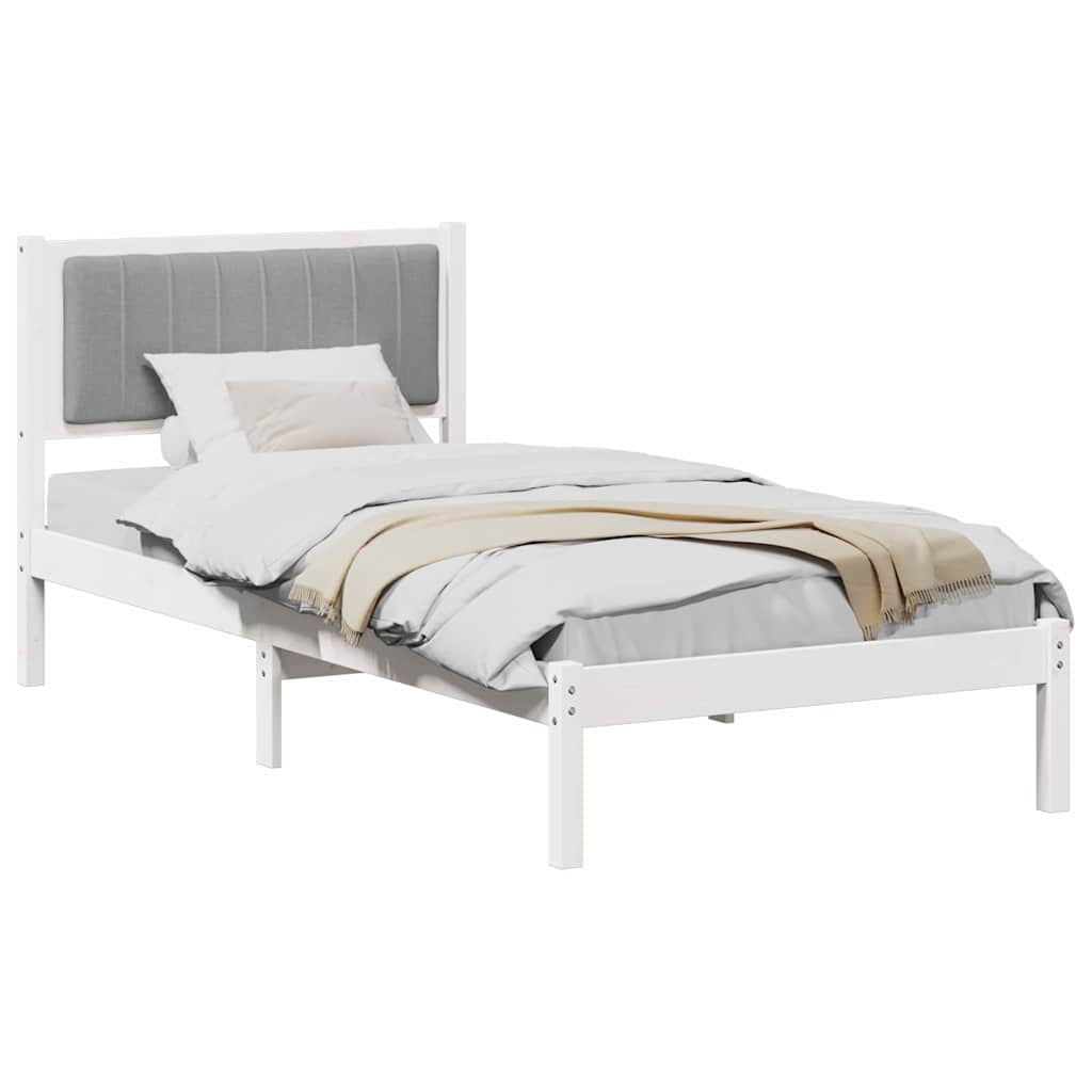 Letto con Testiera Rivestita Grigio chiaro 90 x 190 cm