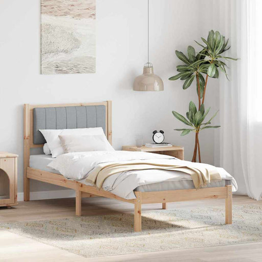 Letto con Testiera Rivestita Grigio chiaro 75 x 190 cm | homemem39