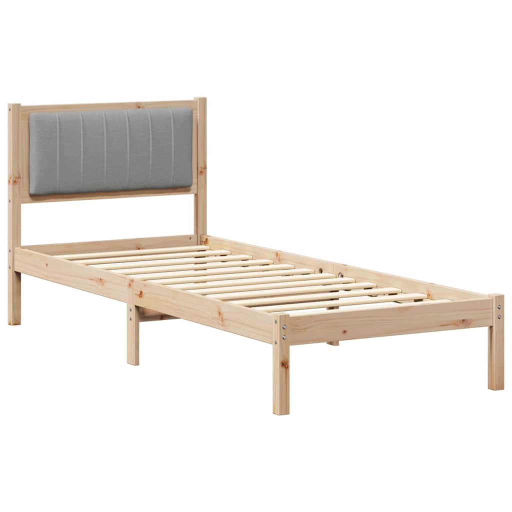 Letto con Testiera Rivestita Grigio chiaro 75 x 190 cm | homemem39