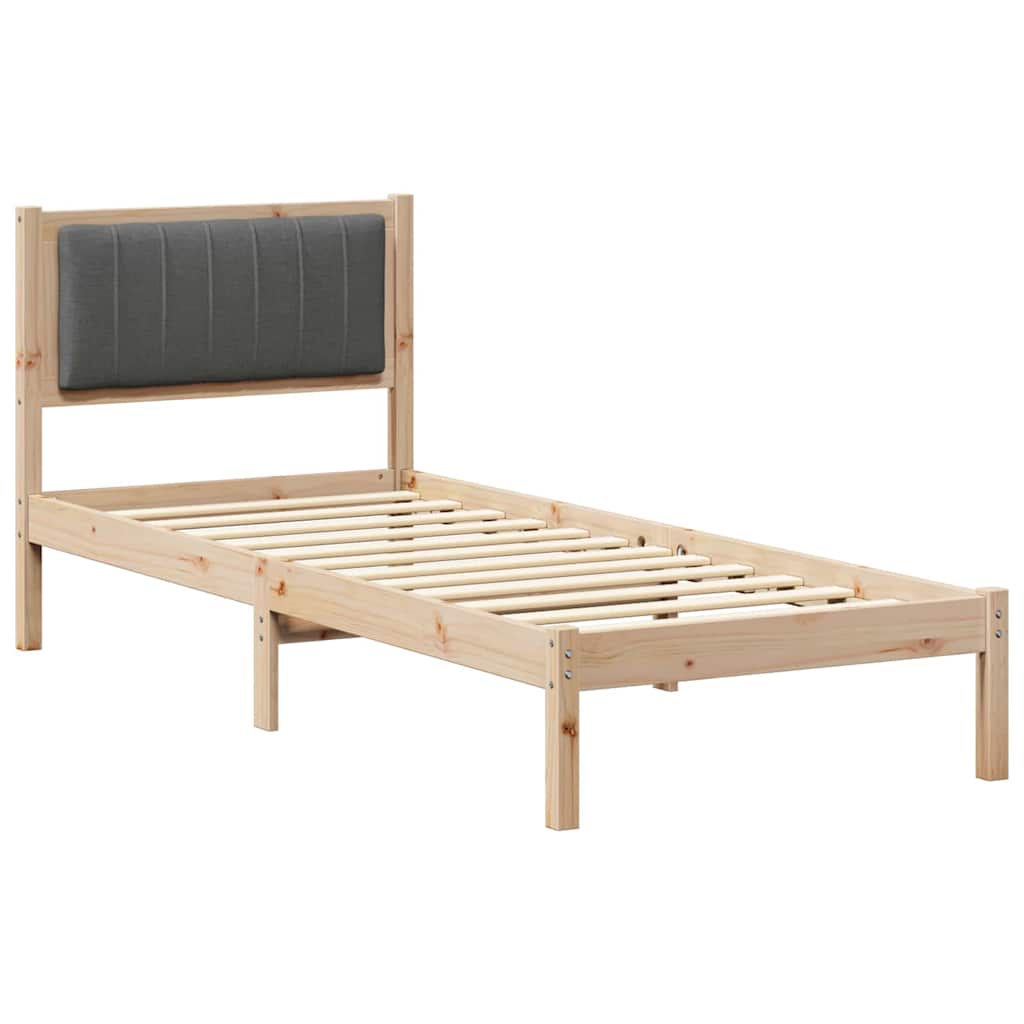 Letto con Testiera Rivestita Grigio scuro 75 x 190 cm | homemem39