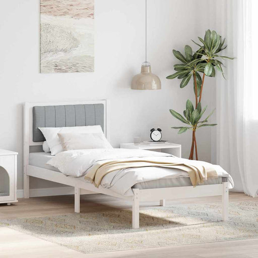 Letto con Testiera Rivestita Grigio chiaro 75 x 190 cm | homemem39