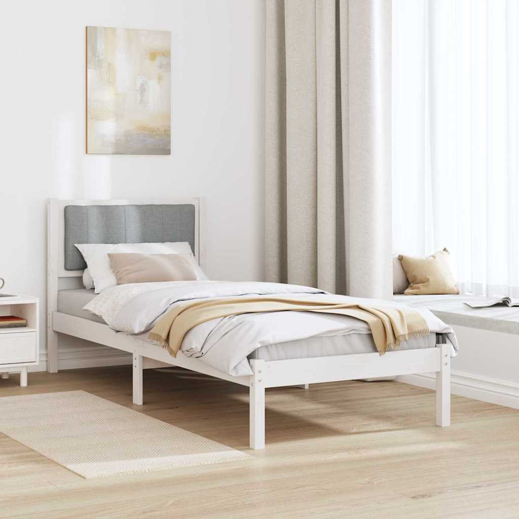 Letto con Testiera Rivestita Grigio chiaro 75 x 190 cm | homemem39