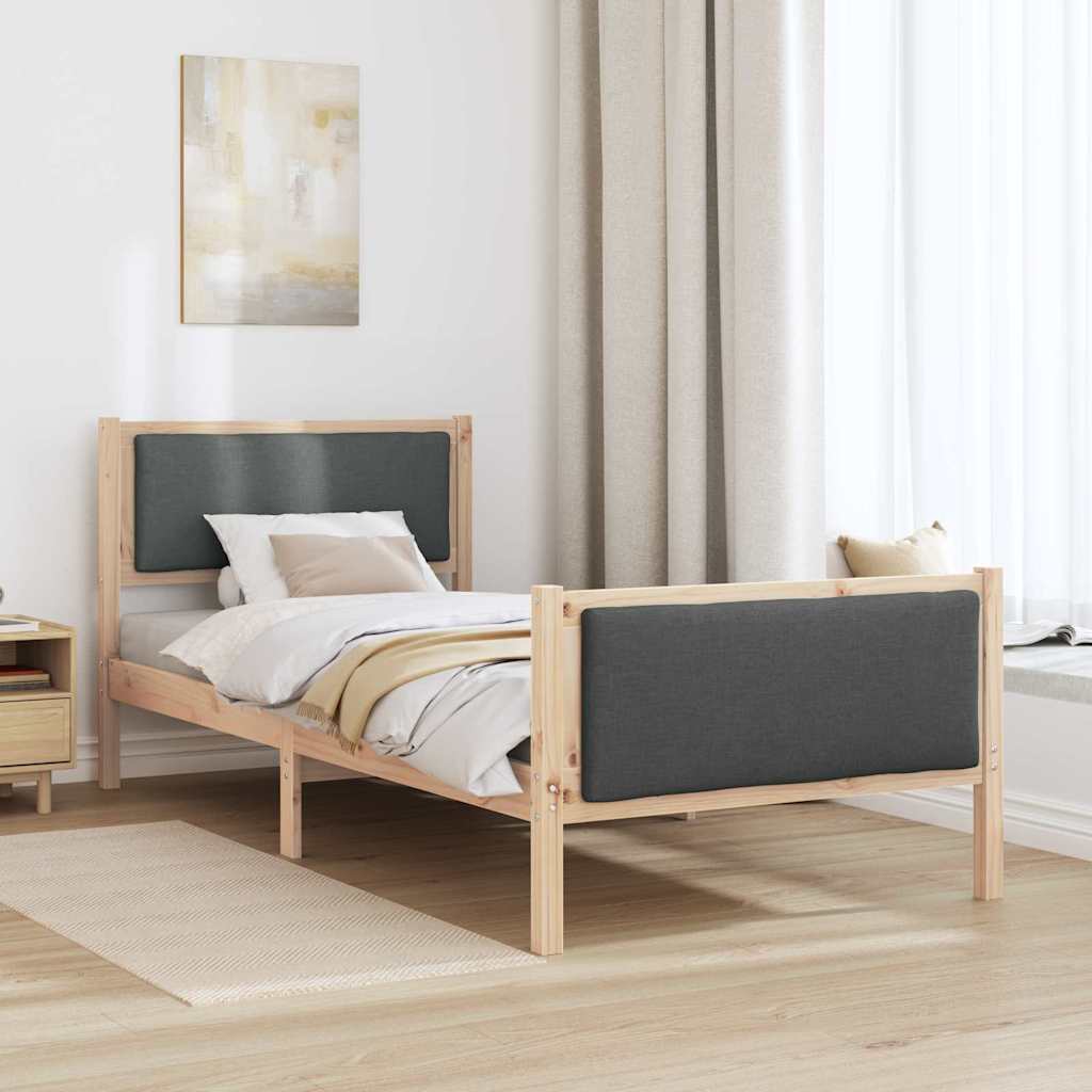 Struttura del letto Grigio scuro 90 x 200 cm Tessuto | homemem39