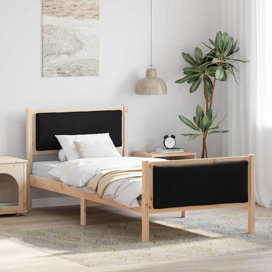 Struttura del letto con testiera Nero 90 x 190 cm Tessuto | homemem39