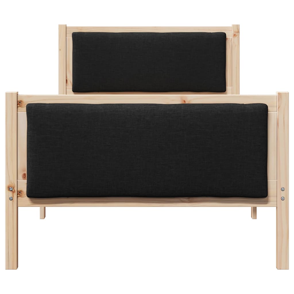 Struttura del letto con testiera Nero 90 x 190 cm Tessuto | homemem39