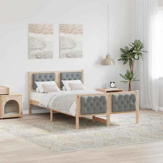 Struttura del letto Grigio chiaro 135 x 190 cm Pino massello | homemem39