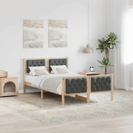 Struttura del letto Grigio scuro 135 x 190 cm Pino massello | homemem39