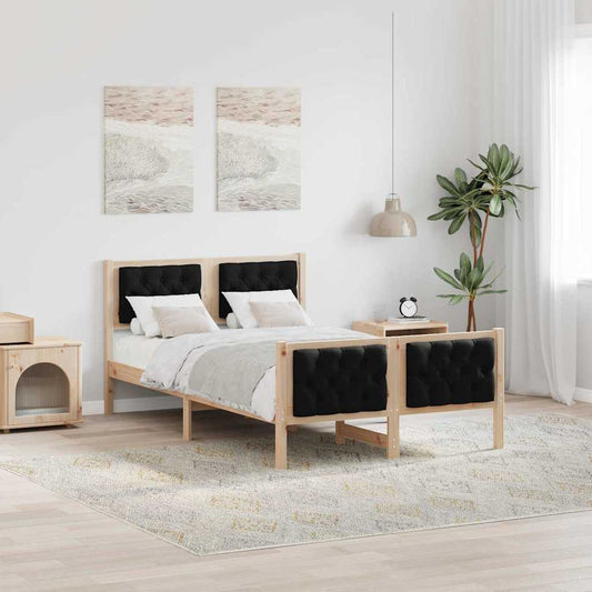 Struttura del letto Nero 135 x 190 cm Pino massello | homemem39